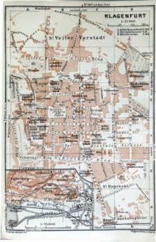 Klagenfurt, alte Landkarte von 1931, alter Druck